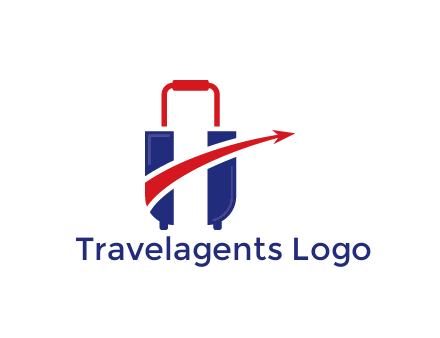 luggage with swoosh arrow forming letter H