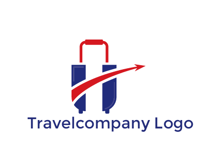 luggage with swoosh arrow forming letter H