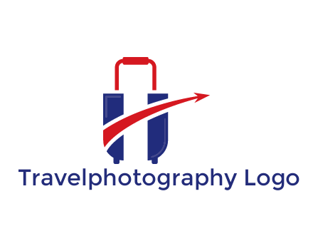 luggage with swoosh arrow forming letter H