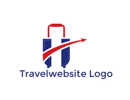 luggage with swoosh arrow forming letter H
