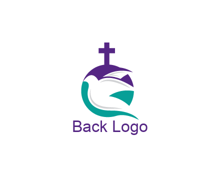 negative spacing dove in circle with cross