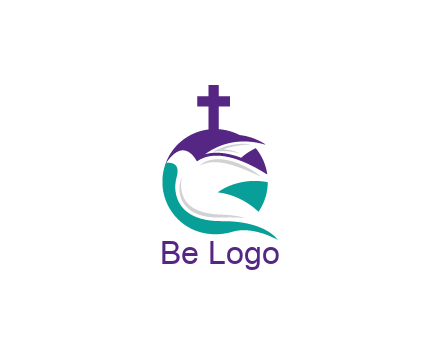 negative spacing dove in circle with cross