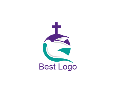 negative spacing dove in circle with cross