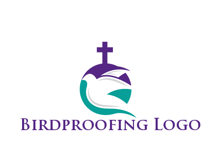 negative spacing dove in circle with cross