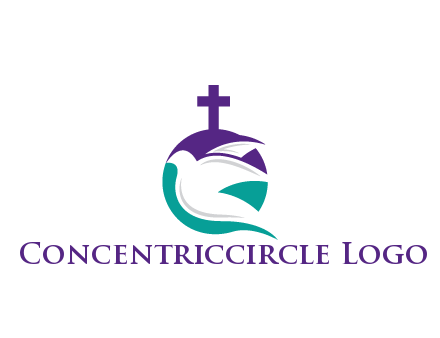 negative spacing dove in circle with cross