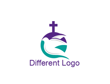 negative spacing dove in circle with cross