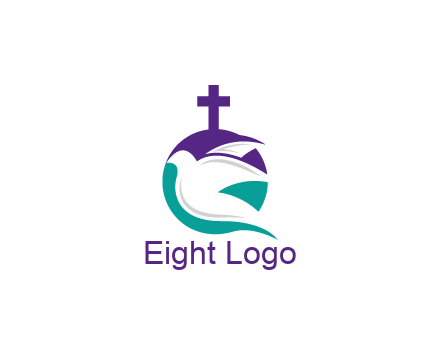 negative spacing dove in circle with cross