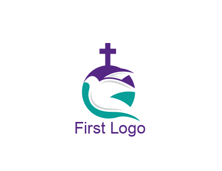 negative spacing dove in circle with cross