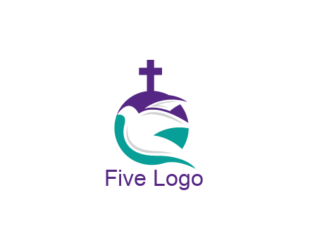 negative spacing dove in circle with cross