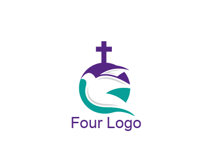 negative spacing dove in circle with cross