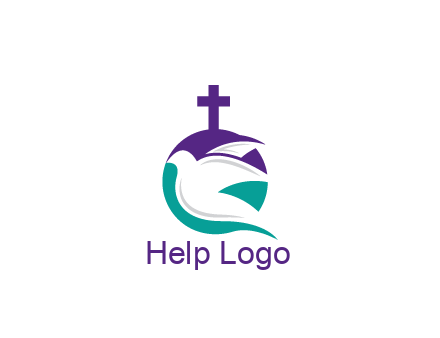 negative spacing dove in circle with cross
