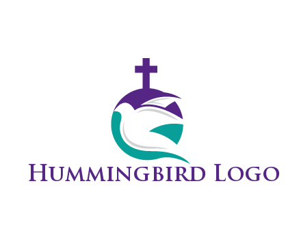 negative spacing dove in circle with cross