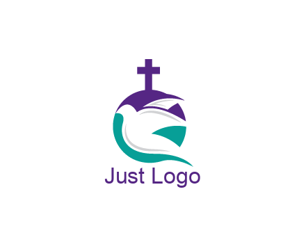 negative spacing dove in circle with cross