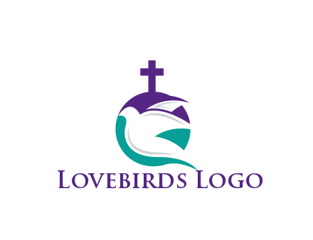 negative spacing dove in circle with cross
