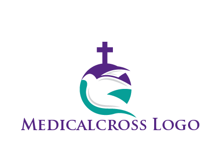 negative spacing dove in circle with cross