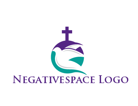 negative spacing dove in circle with cross