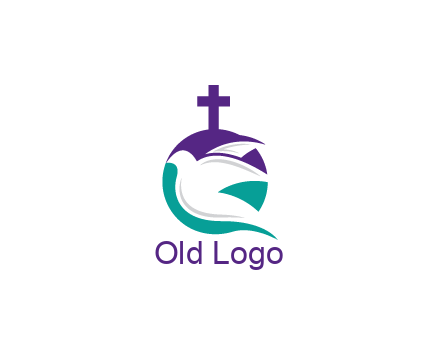 negative spacing dove in circle with cross