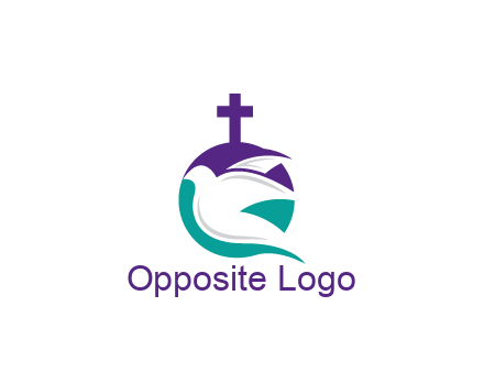 negative spacing dove in circle with cross