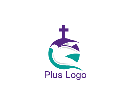 negative spacing dove in circle with cross