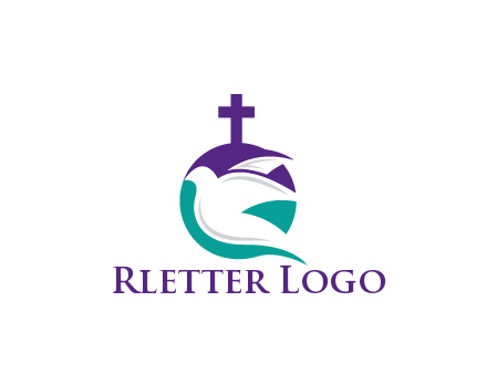 negative spacing dove in circle with cross