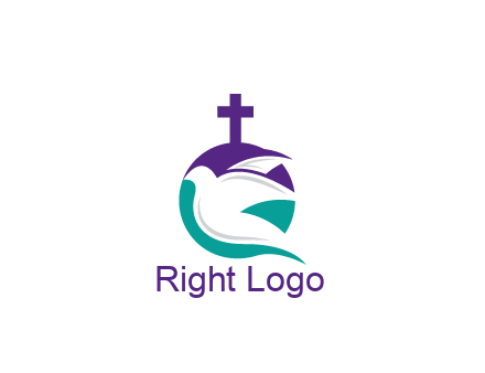 negative spacing dove in circle with cross