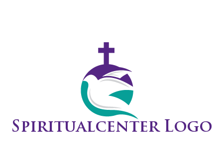 negative spacing dove in circle with cross