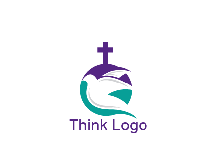 negative spacing dove in circle with cross