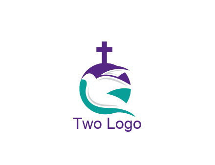 negative spacing dove in circle with cross