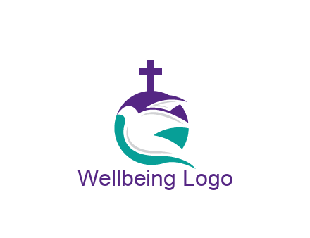 negative spacing dove in circle with cross