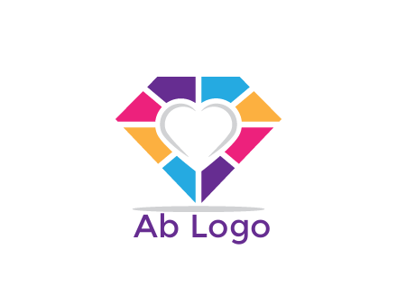 polygonal diamond with negative spacing heart