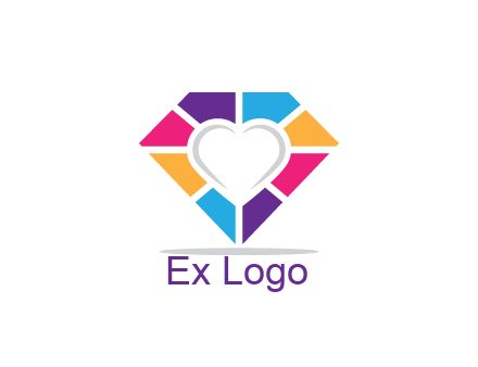 polygonal diamond with negative spacing heart