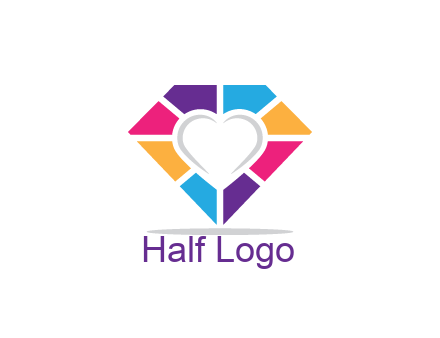 polygonal diamond with negative spacing heart