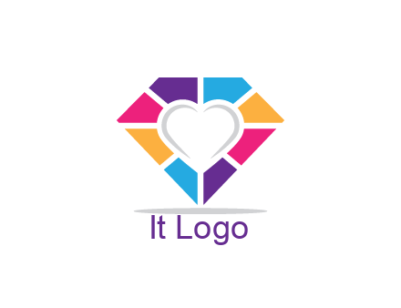 polygonal diamond with negative spacing heart