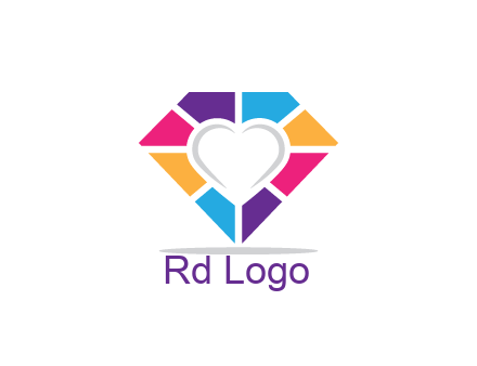 polygonal diamond with negative spacing heart