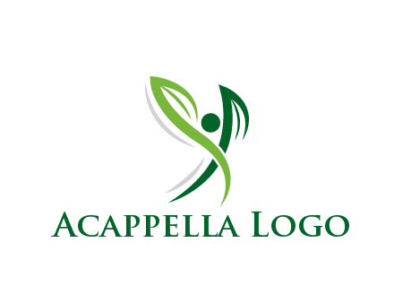 swoosh forming leaves with circle forming people icon