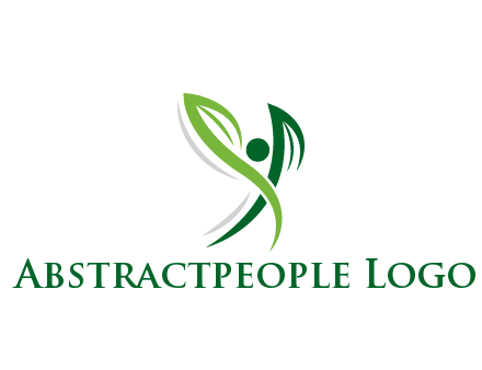 swoosh forming leaves with circle forming people icon