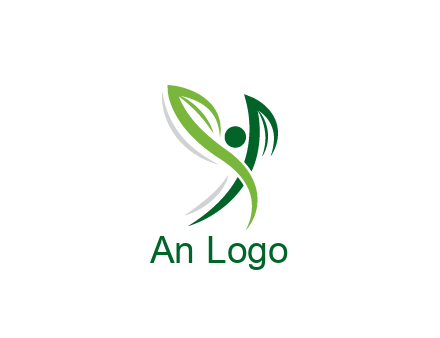 swoosh forming leaves with circle forming people icon