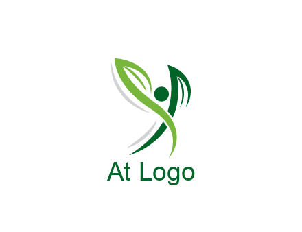 swoosh forming leaves with circle forming people icon