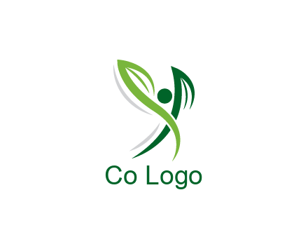 swoosh forming leaves with circle forming people icon