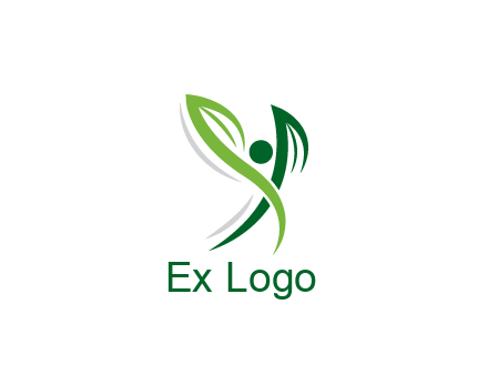 swoosh forming leaves with circle forming people icon