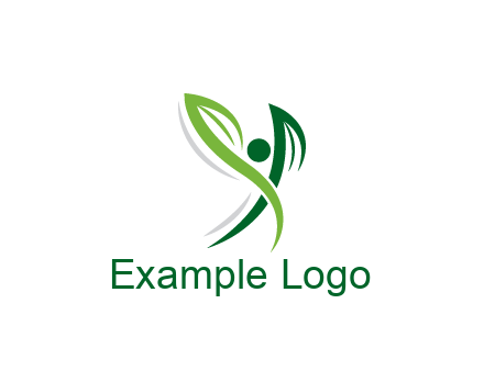 swoosh forming leaves with circle forming people icon
