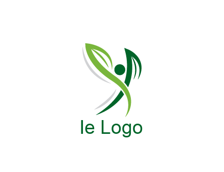 swoosh forming leaves with circle forming people icon