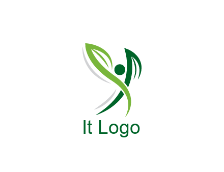 swoosh forming leaves with circle forming people icon