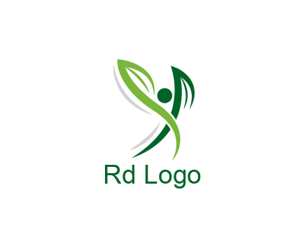 swoosh forming leaves with circle forming people icon