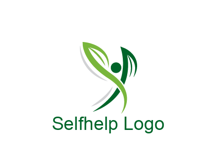 swoosh forming leaves with circle forming people icon