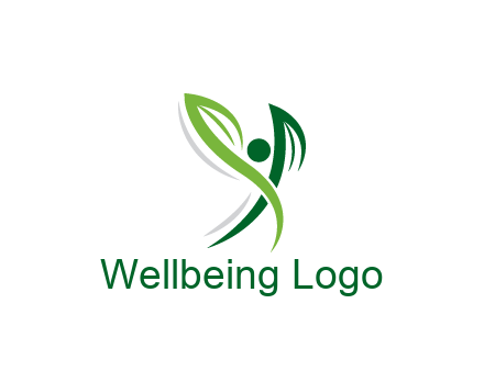 swoosh forming leaves with circle forming people icon