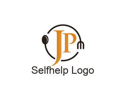 letter JP in circle with utensils