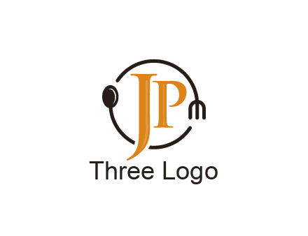 letter JP in circle with utensils