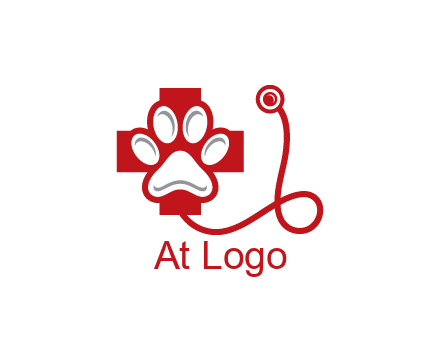 paw in first aid sign with stethoscope