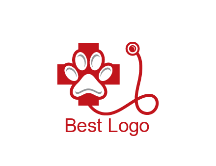 paw in first aid sign with stethoscope